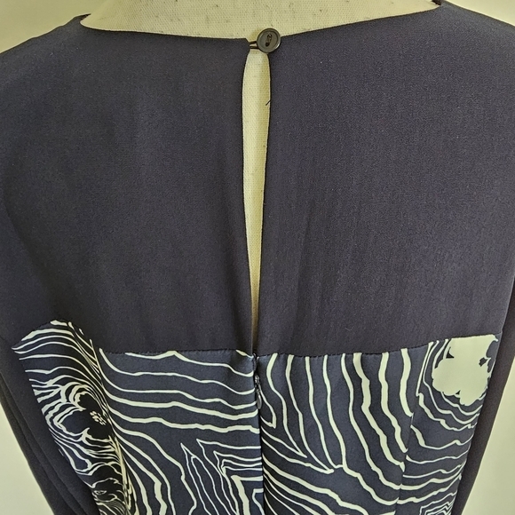 LAST CHANCE - Eloquii Navy Long Sleeved Abstract Floral Dress - Picture 6 of 9
